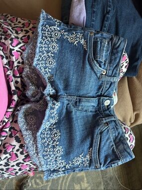 Levi's Denim Blue Embroidered Girls Shorts